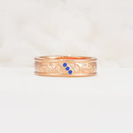 Vintage Round Cut Scroll Engraved Accent Sapphire Wedding Band - Additional view
