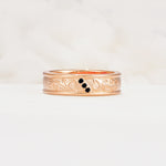 Vintage Round Cut Scroll Engraved Accent Black Onyx Wedding Band - Additional view