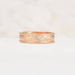 Vintage Round Cut Scroll Engraved Accent Lab Diamond Wedding Band - Additional view