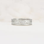 Vintage Round Cut Scroll Engraved Accent Moissanite Wedding Band - Additional view