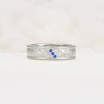 Vintage Round Cut Scroll Engraved Accent Sapphire Wedding Band - Additional view