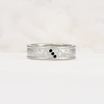 Vintage Round Cut Scroll Engraved Accent Black Onyx Wedding Band - Additional view