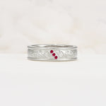 Vintage Round Cut Scroll Engraved Accent Ruby Wedding Band - Additional view