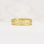 Vintage Round Cut Scroll Engraved Accent Moissanite Wedding Band - Additional view