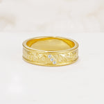 Vintage Round Cut Scroll Engraved Accent Moissanite Wedding Band - Additional view
