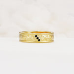 Vintage Round Cut Scroll Engraved Accent Black Onyx Wedding Band - Additional view