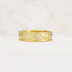 Vintage Round Cut Scroll Engraved Accent Lab Diamond Wedding Band - Additional view