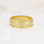 Vintage Round Cut Scroll Engraved Accent Lab Diamond Wedding Band - Additional view