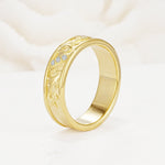 Vintage Round Cut Scroll Engraved Accent Lab Diamond Wedding Band - Additional view