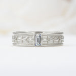 Timeless Emerald Cut Intricate Milgrain Engraved Lab Diamond Wedding Band - Additional view
