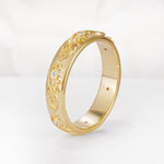 Natural Inspired Leaf Engraved Pave Accent Moissanite Men's Wedding Band - Additional view