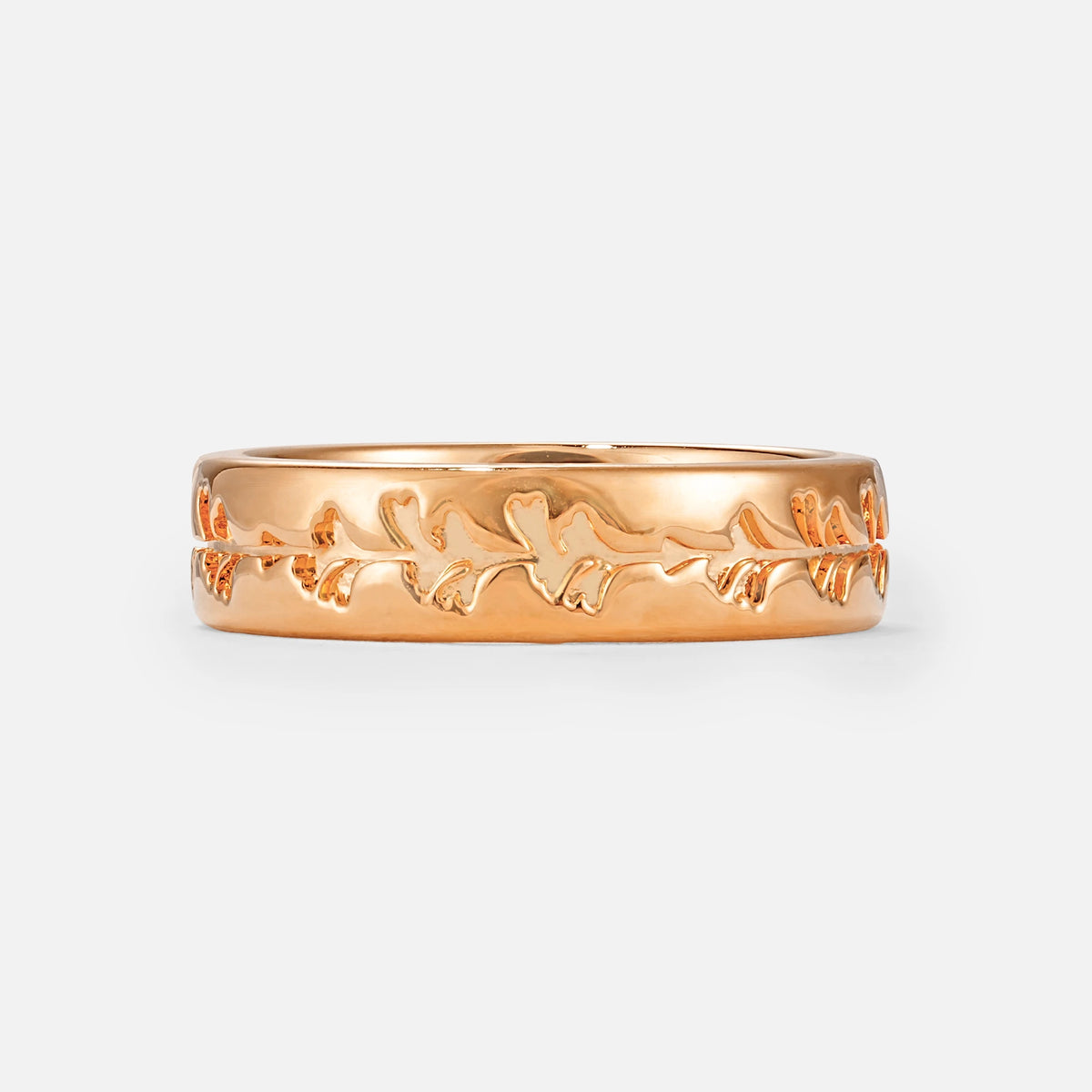Nature-Inspired Engraved Leaf Vine Wedding Band - Additional view