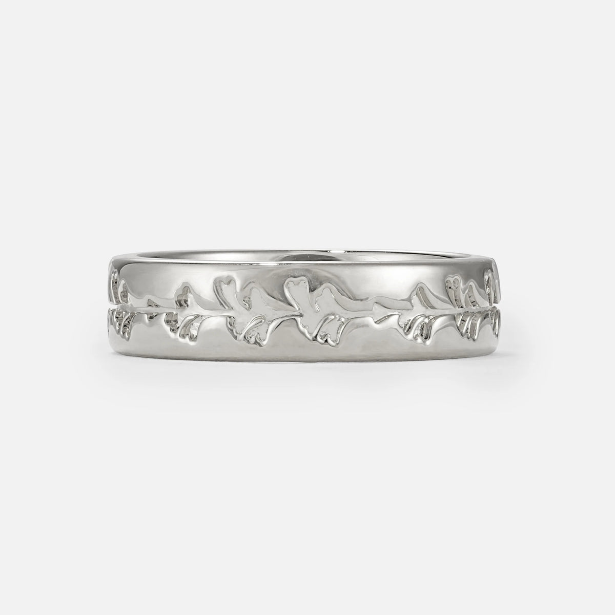Nature-Inspired Engraved Leaf Vine Wedding Band - Additional view