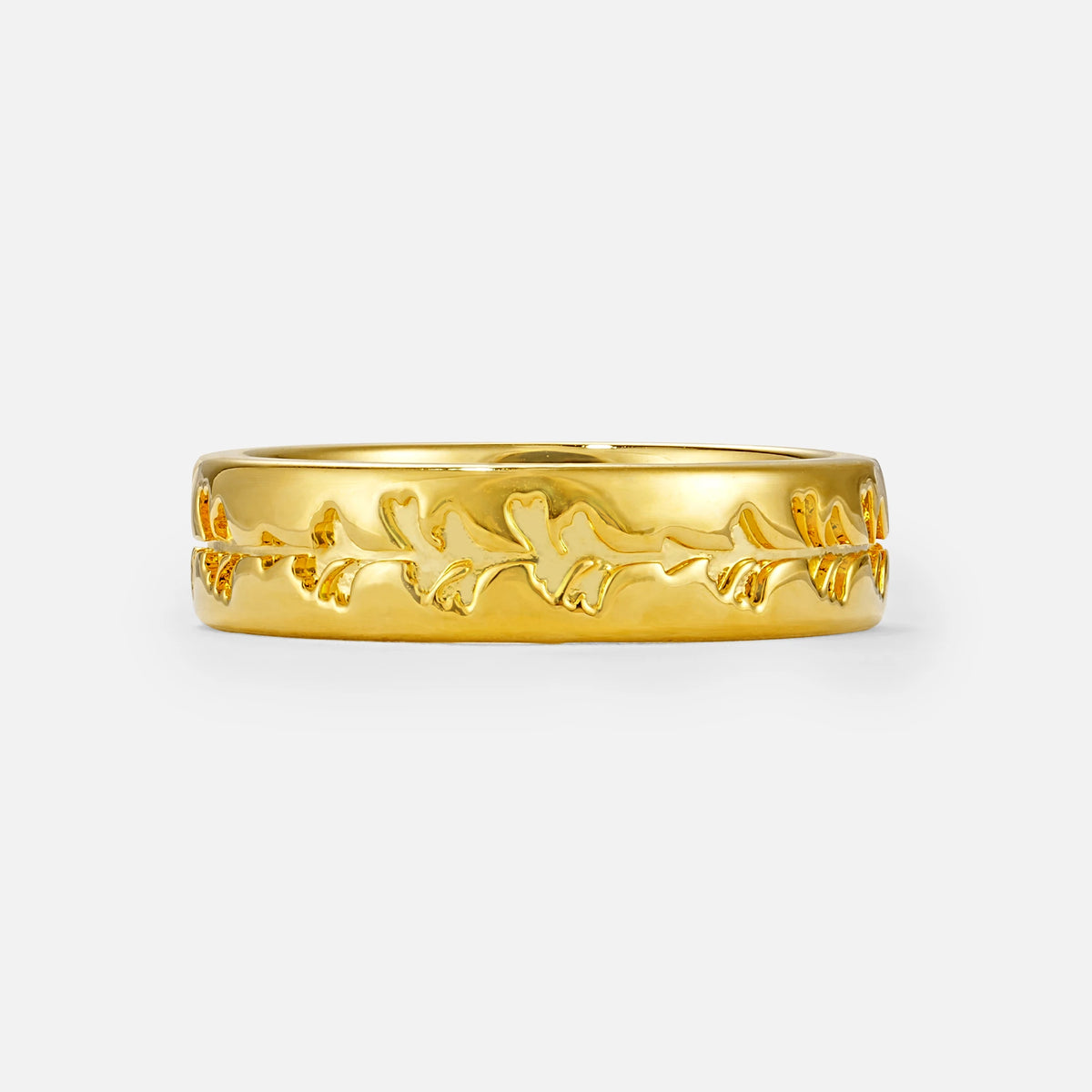 Nature-Inspired Engraved Leaf Vine Wedding Band - Additional view