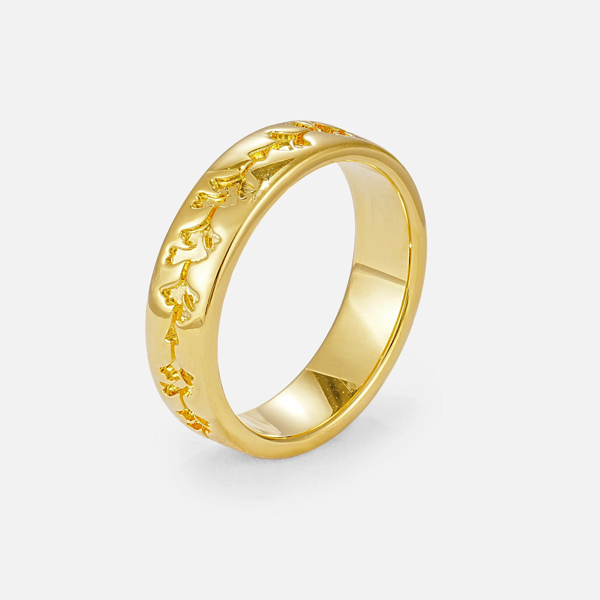 Nature-Inspired Engraved Leaf Vine Wedding Band - Additional view