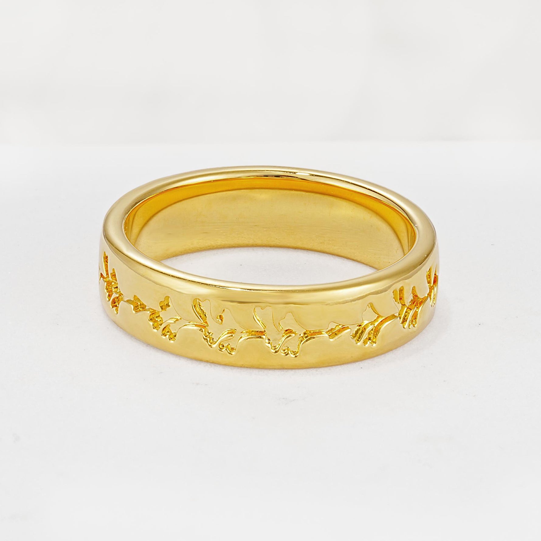 Nature-Inspired Engraved Leaf Vine Wedding Band - Additional view