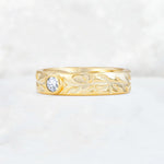 Nature-Inspired Round Cut Lab Diamond Engraved Leaf Vine Wedding Band - Additional view
