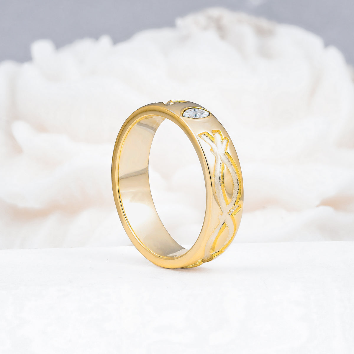 SR17406 Moissanite Ring - White-Gold
