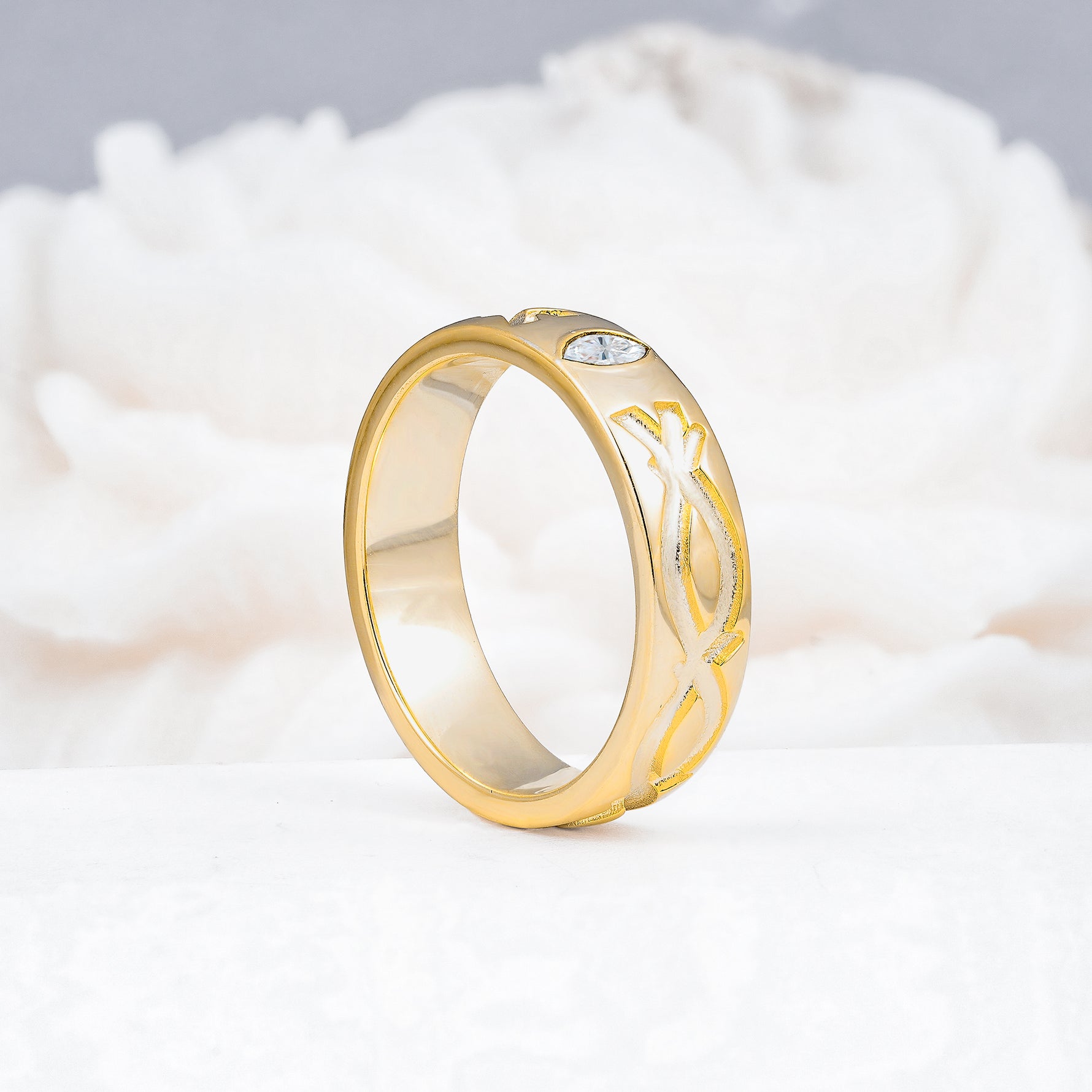 SR17406 Moissanite Ring - White-Gold