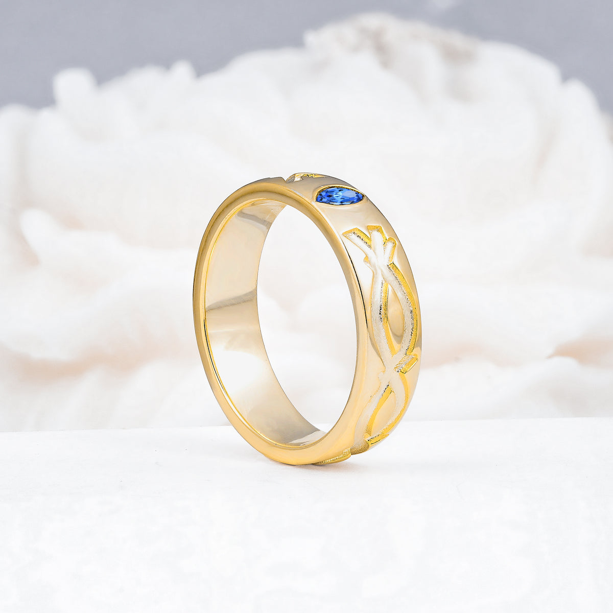 SR17406 Sapphire Ring - White-Gold