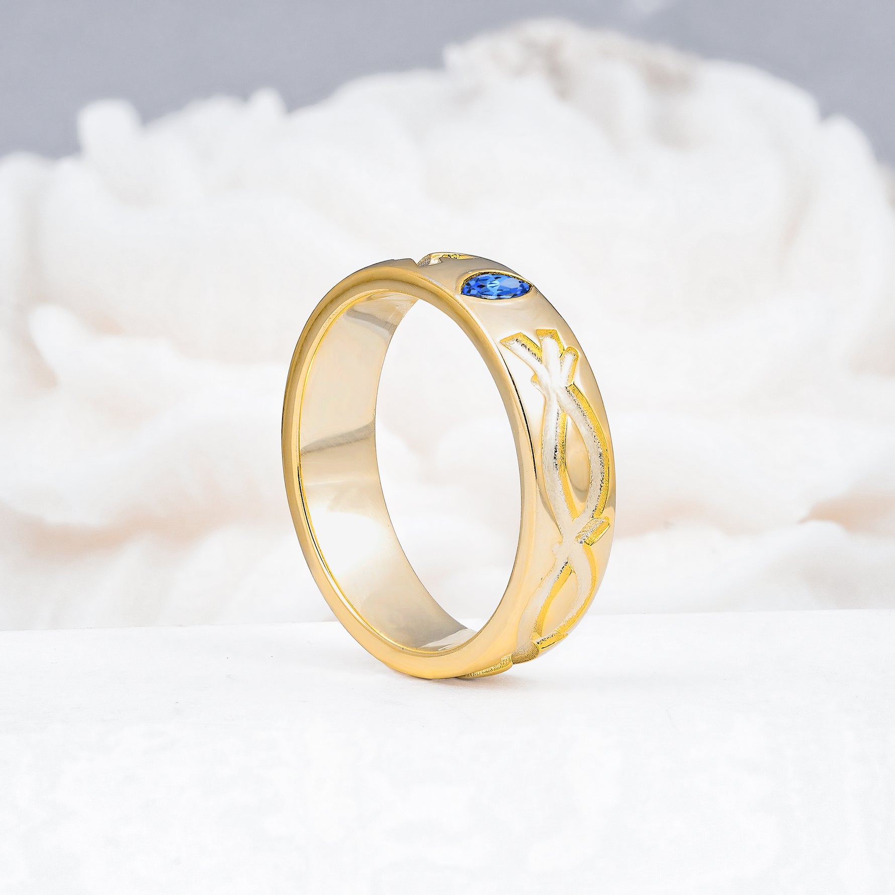 SR17406 Sapphire Ring - White-Gold