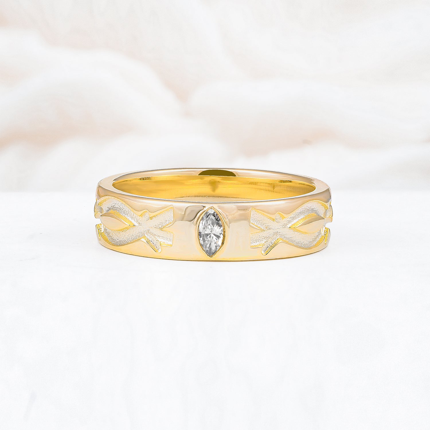 Classic Marquise Cut Lab Diamond Men's Wedding Bands