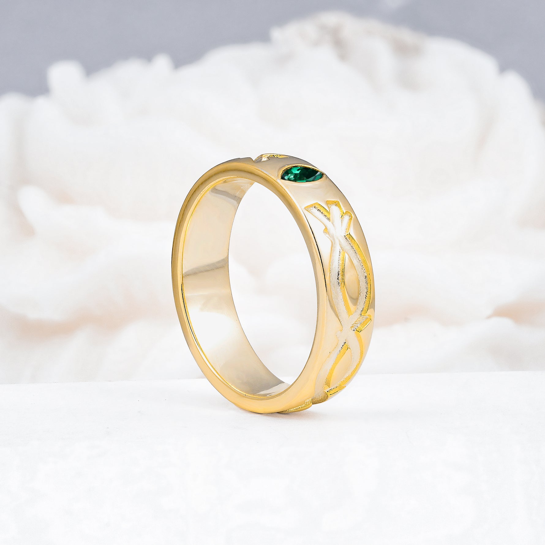 SR17406 Emerald Ring - White-Gold