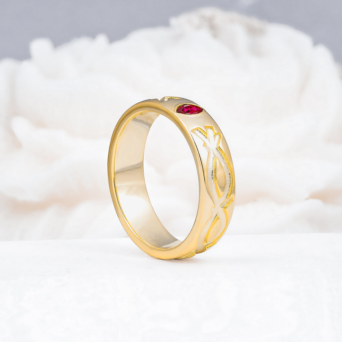 SR17406 Ruby Ring - White-Gold