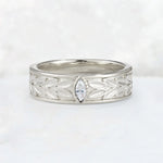 Nature-Inspired Leaf Engraved Moissanite Men’s Wedding Band - Additional view