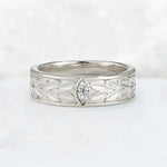 Nature-Inspired Leaf Engraved Lab Diamond Men’s Wedding Band - Additional view