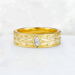 Nature-Inspired Leaf Engraved Moissanite Men’s Wedding Band - Additional view