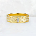 Nature-Inspired Leaf Engraved Lab Diamond Men’s Wedding Band - Additional view