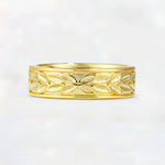Nature-Inspired Leaf Engraved Lab Diamond Men’s Wedding Band - Additional view