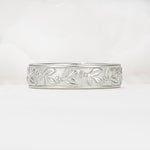 Nature-Inspired Engraved Leaf and Berry Wedding Band - Additional view