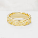 Nature-Inspired Engraved Leaf and Berry Wedding Band - Additional view