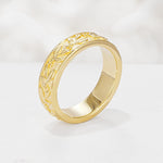 Nature-Inspired Engraved Leaf and Berry Wedding Band - Additional view