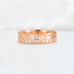 Marquise Cut Lab Diamond Leaf Engraved Men’s Wedding Band - Additional view
