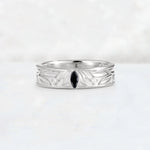 Marquise Cut Black Onyx Leaf Engraved Men’s Wedding Band - Additional view