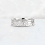 Marquise Cut Lab Diamond Leaf Engraved Men’s Wedding Band - Additional view