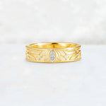Marquise Cut Moissanite Leaf Engraved Men’s Wedding Band - Additional view