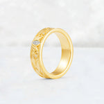Marquise Cut Moissanite Leaf Engraved Men’s Wedding Band - Additional view