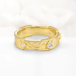 Kite Cut Moissanite Leaf Vine Nature-Inspired Men’s Wedding Band - Additional view