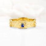 Kite Cut Sapphire Leaf Vine Nature-Inspired Men’s Wedding Band - Additional view