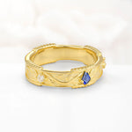 Kite Cut Sapphire Leaf Vine Nature-Inspired Men’s Wedding Band - Additional view