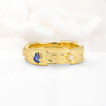 Kite Cut Sapphire Leaf Vine Nature-Inspired Men’s Wedding Band - Additional view