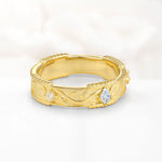 Kite Cut Lab Diamond Leaf Vine Nature-Inspired Men’s Wedding Band - Additional view