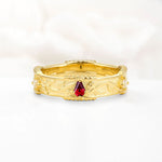Kite Cut Ruby Leaf Vine Nature-Inspired Men’s Wedding Band - Additional view