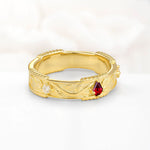 Kite Cut Ruby Leaf Vine Nature-Inspired Men’s Wedding Band - Additional view
