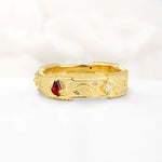 Kite Cut Ruby Leaf Vine Nature-Inspired Men’s Wedding Band - Additional view