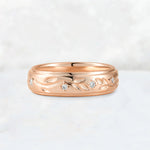 Round Cut Moissanite Vine Engraved Men’s Wedding Band - Additional view